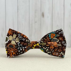 Men's Brown Retro Style Floral Bow Tie